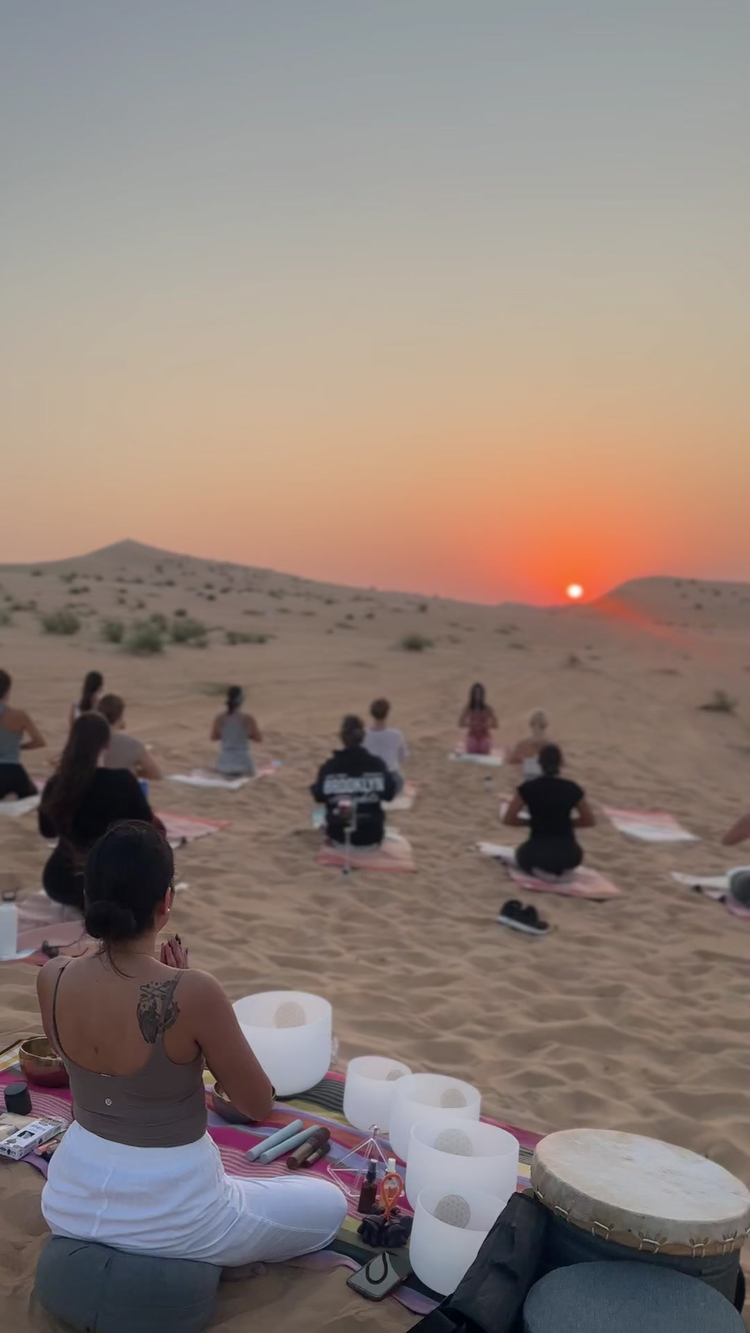 Desert yoga practice at Al Wathba Abu Dhabi — outdoor yoga UAE